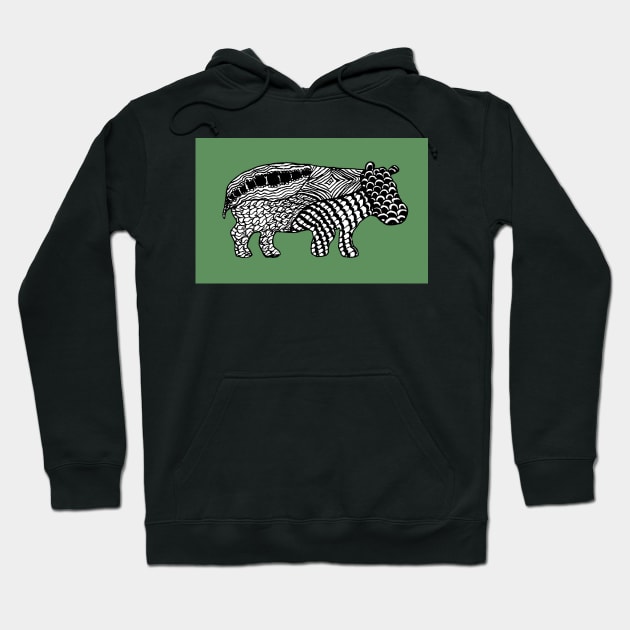 Hippopotamus Zentangle drawing Hoodie by JennyCathcart